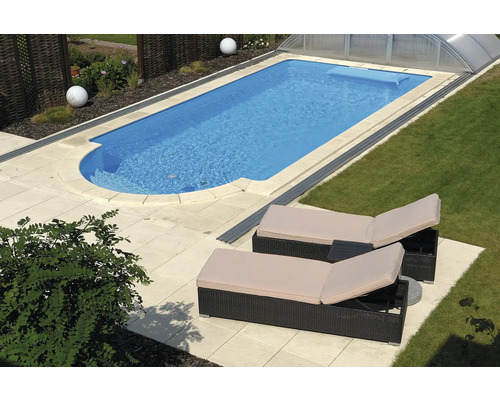 Zwembadrand, Bergerac Element met binnenbocht voor straal 175 cm, Champagne, 50 x 31 x 3,2 cm