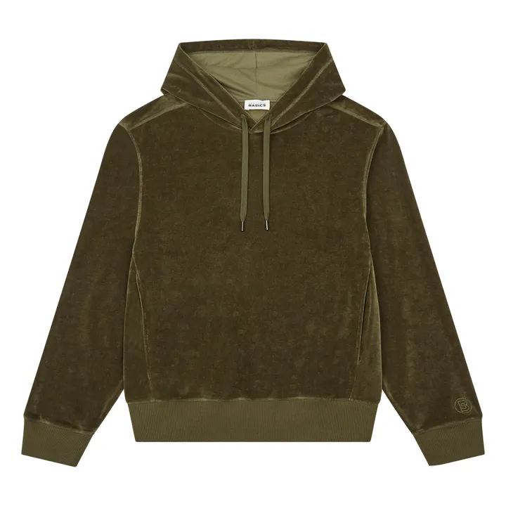 SMALLABLE BASICS Hoodie Velours Homme Coton Bio | Vert kaki