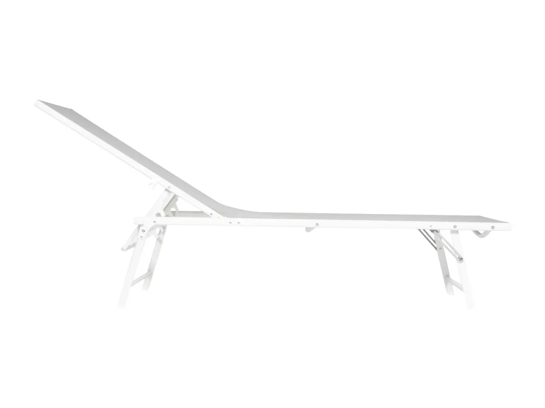 Lot de 2 bains de soleil pliants SICILIA en textilène gris - structure blanche - HAPPY GARDEN