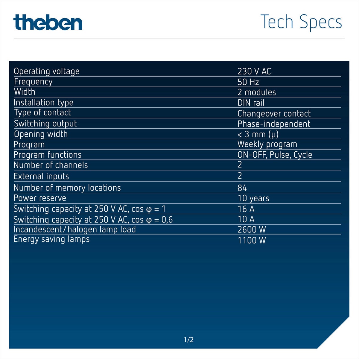 Theben 6110130 TR 611 top3 - Digitale 1-kanaals tijdschakelklok met externe ingang en app-programmering, perfect voor LED's, tijdschakelaars