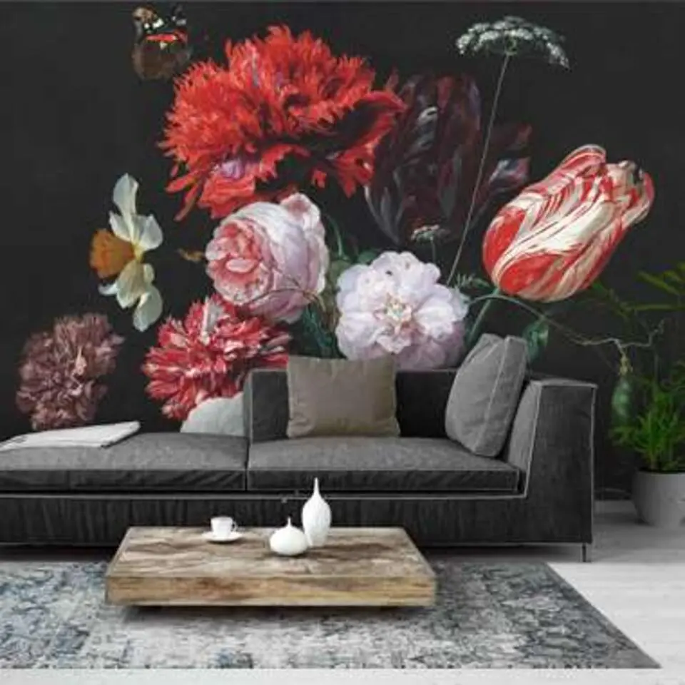 Fotobehang De Heem Stilleven met bloemen - 260x384cm - Rood