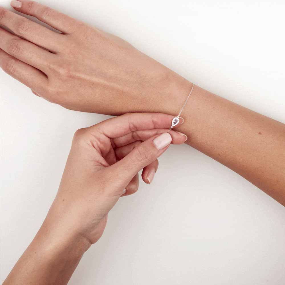 Bracelet Tania Argent Blanc Pierre De Synthese Et Oxyde De Zirconium