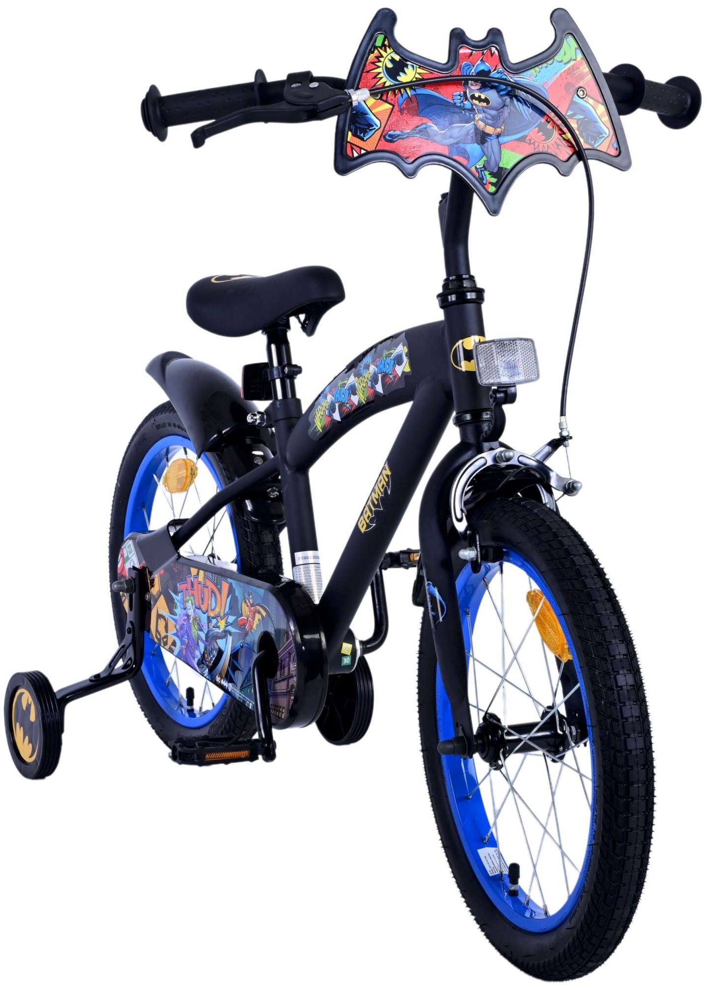 TPFSports DC Batman Kinderfahrrad - Jungen - 16 Zoll - Rücktritt + Handbremse - Schwarz