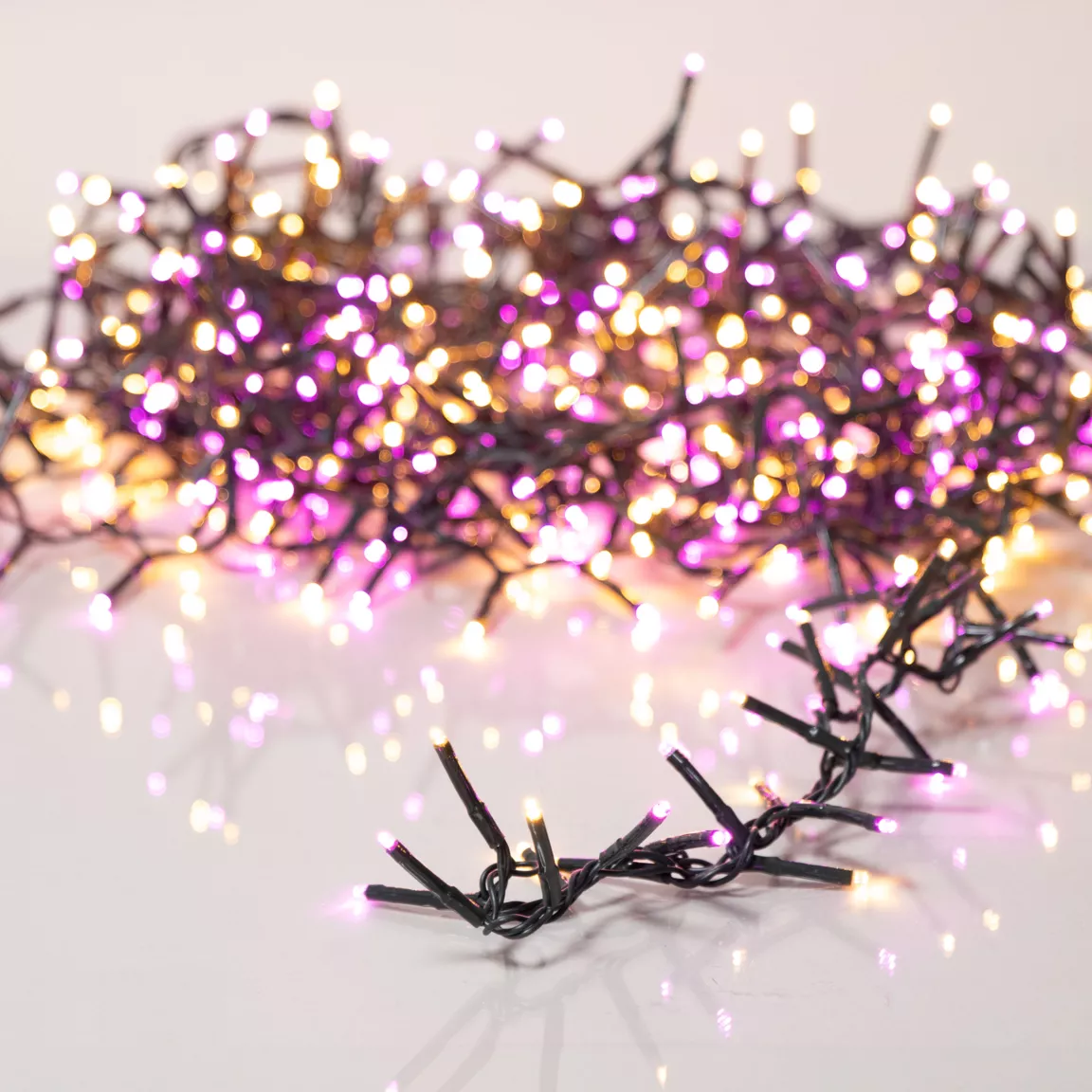 Guirlande lumineuse 34 m 1500 LED câble noir Luxe Bicolore Orange/violet