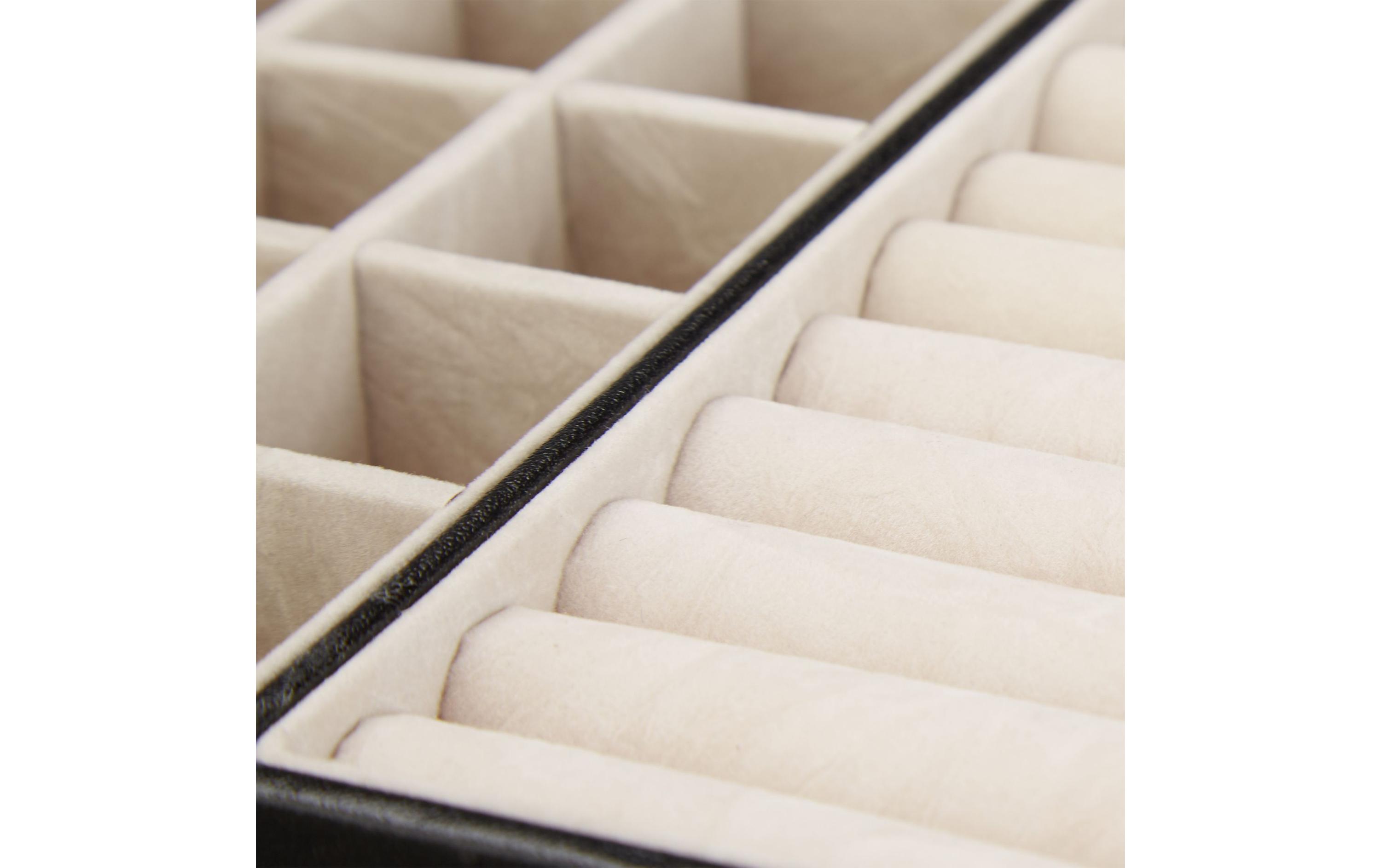 Schmuckschatulle 3.4 x 30 x 20 cm, Beige/SchwarzSchmucktablett