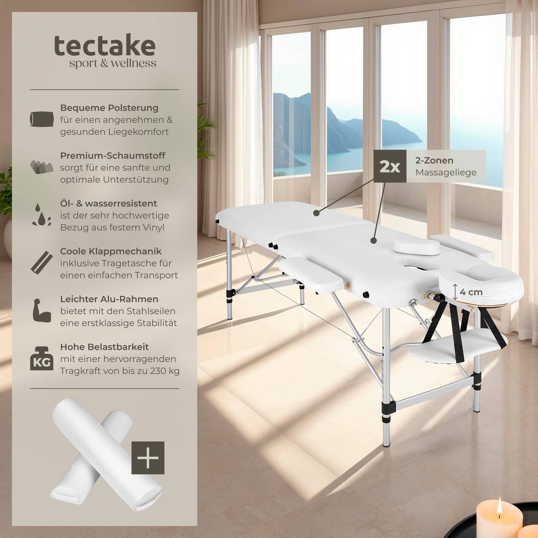 2 Zonen Massageliege-Set