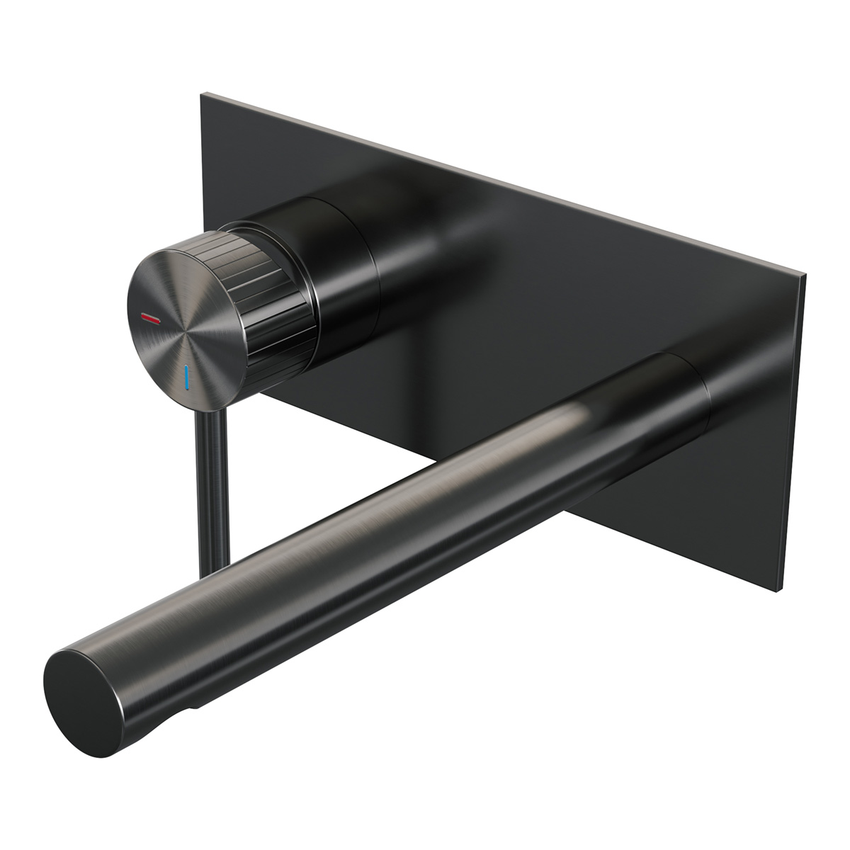 Brauer Stripe inbouw wastafelkraan ColdStart met rechte uitloop en afdekplaat model A2 gunmetal geborsteld PVD