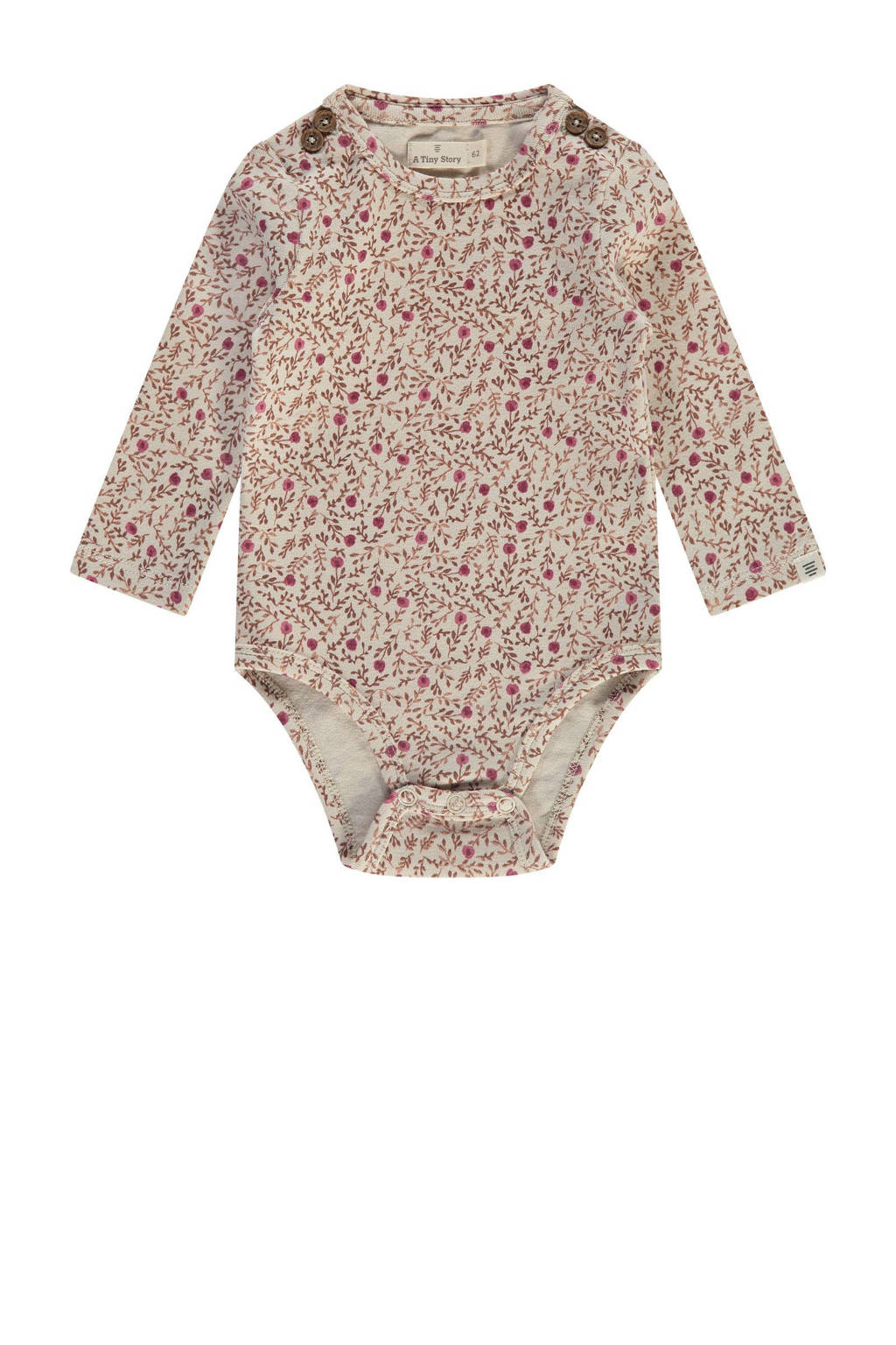 A Tiny Story romper met all over print beige/roze