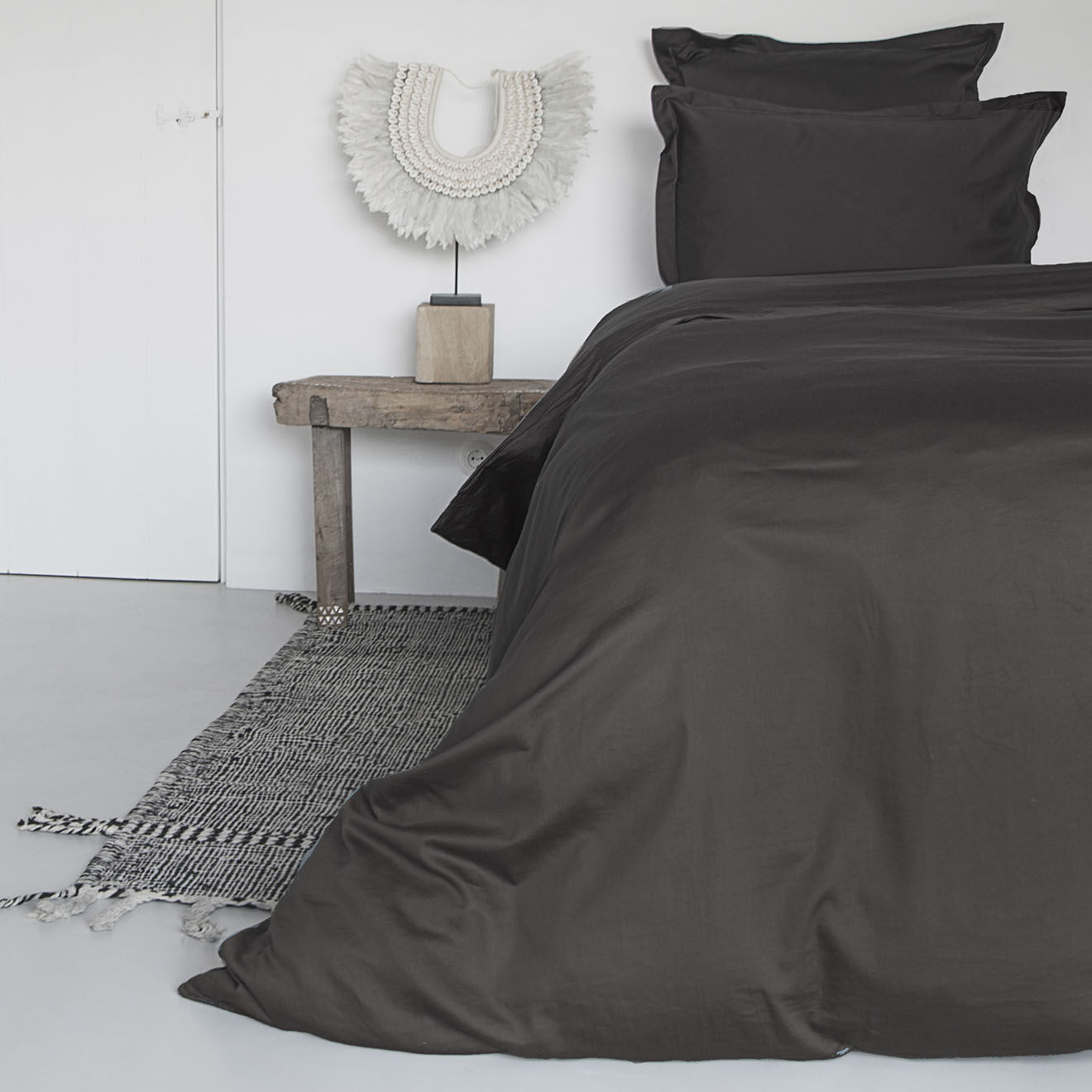 Febronie Drap plat 100% Satin de Coton Julia charbon
