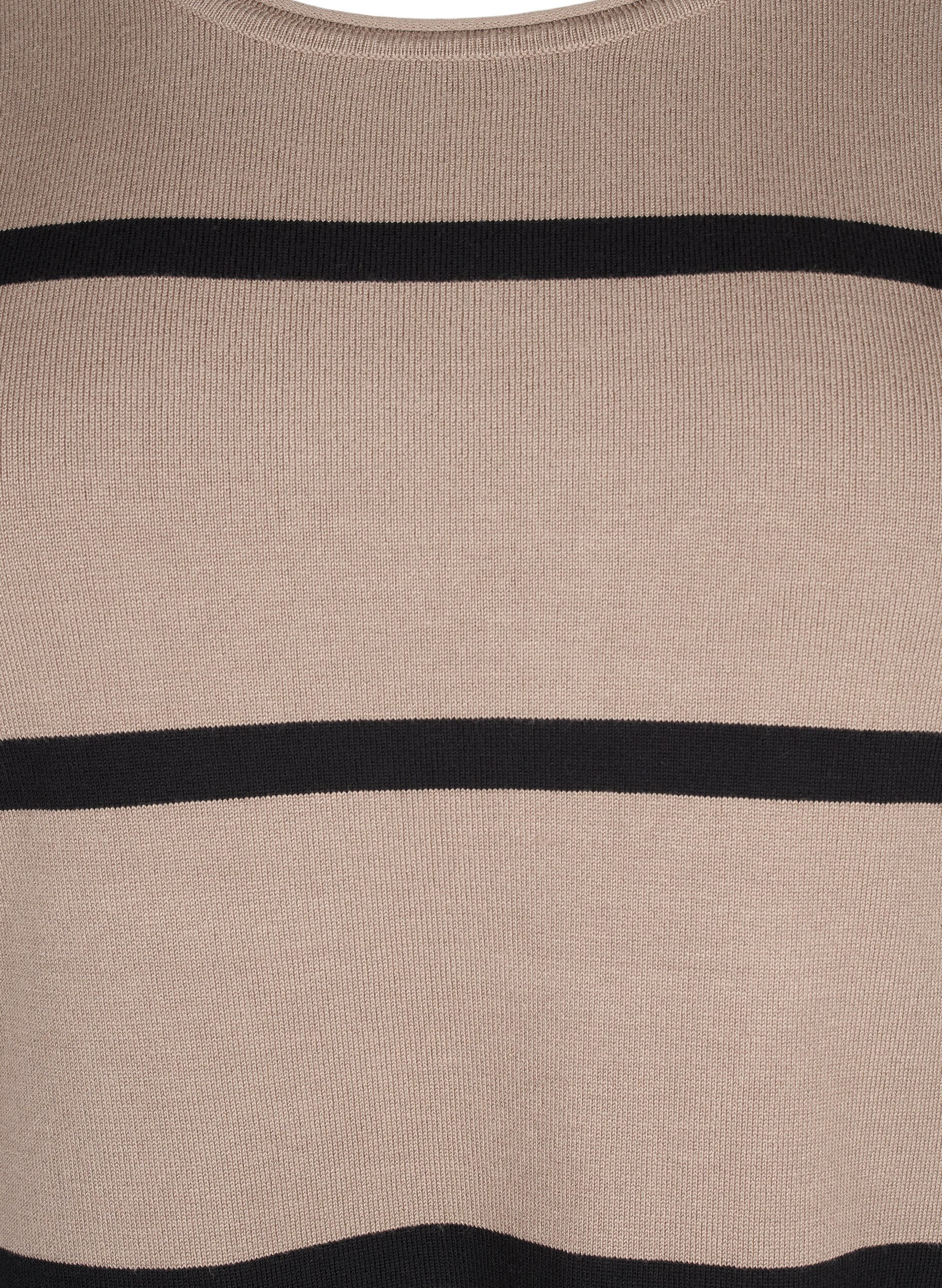 Strikket viskosebluse med striber