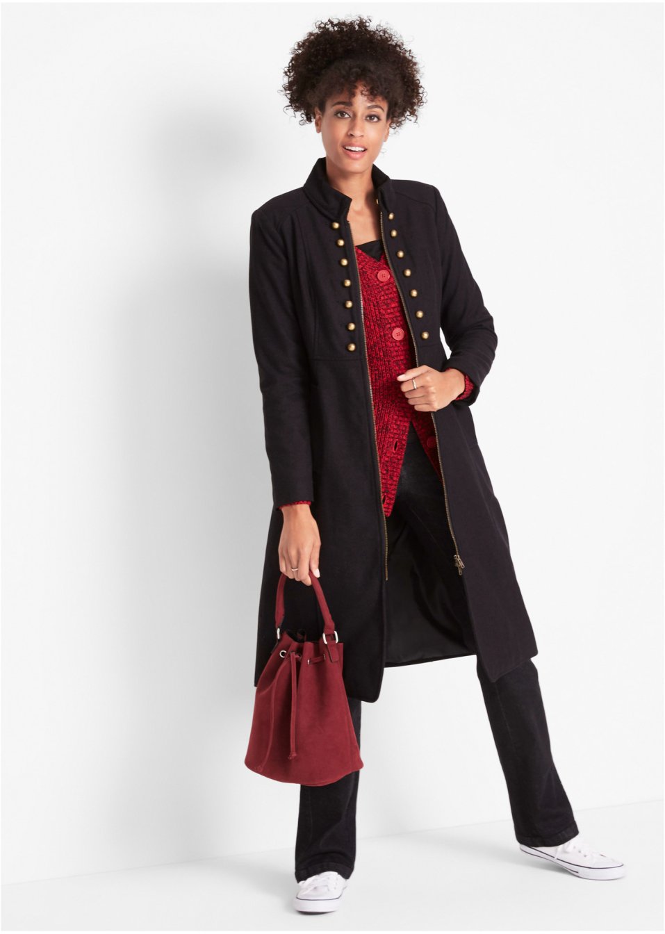 Manteau style militaire avec teneur en laine