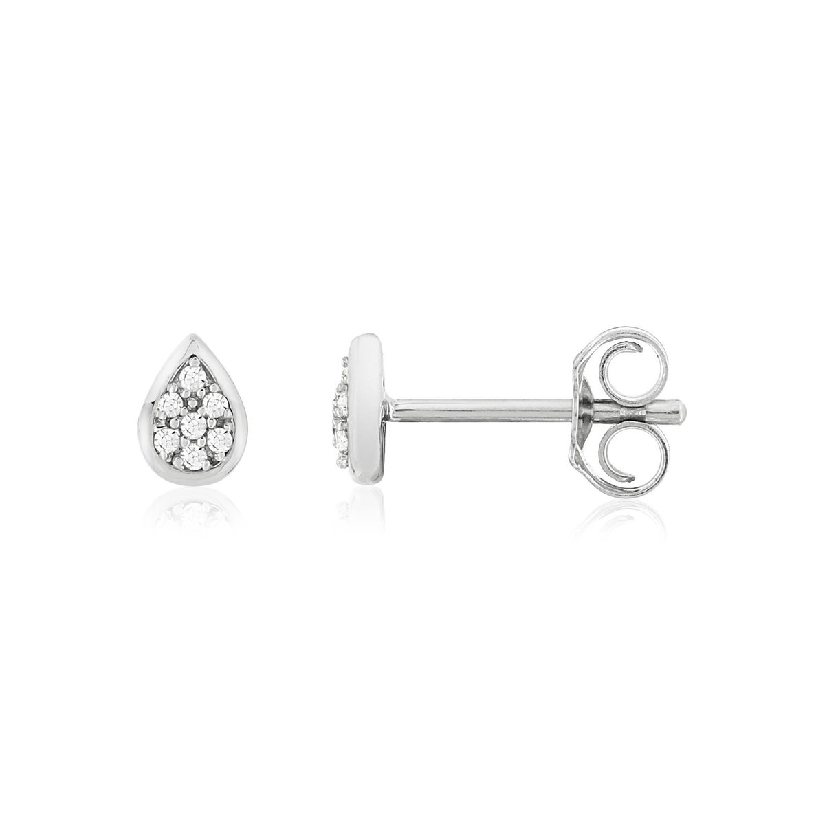 Boucles d'oreilles or blanc 375 diamants motif goutte