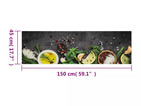 Tapis de cuisine lavable impression d'épices 45x150 cm velours