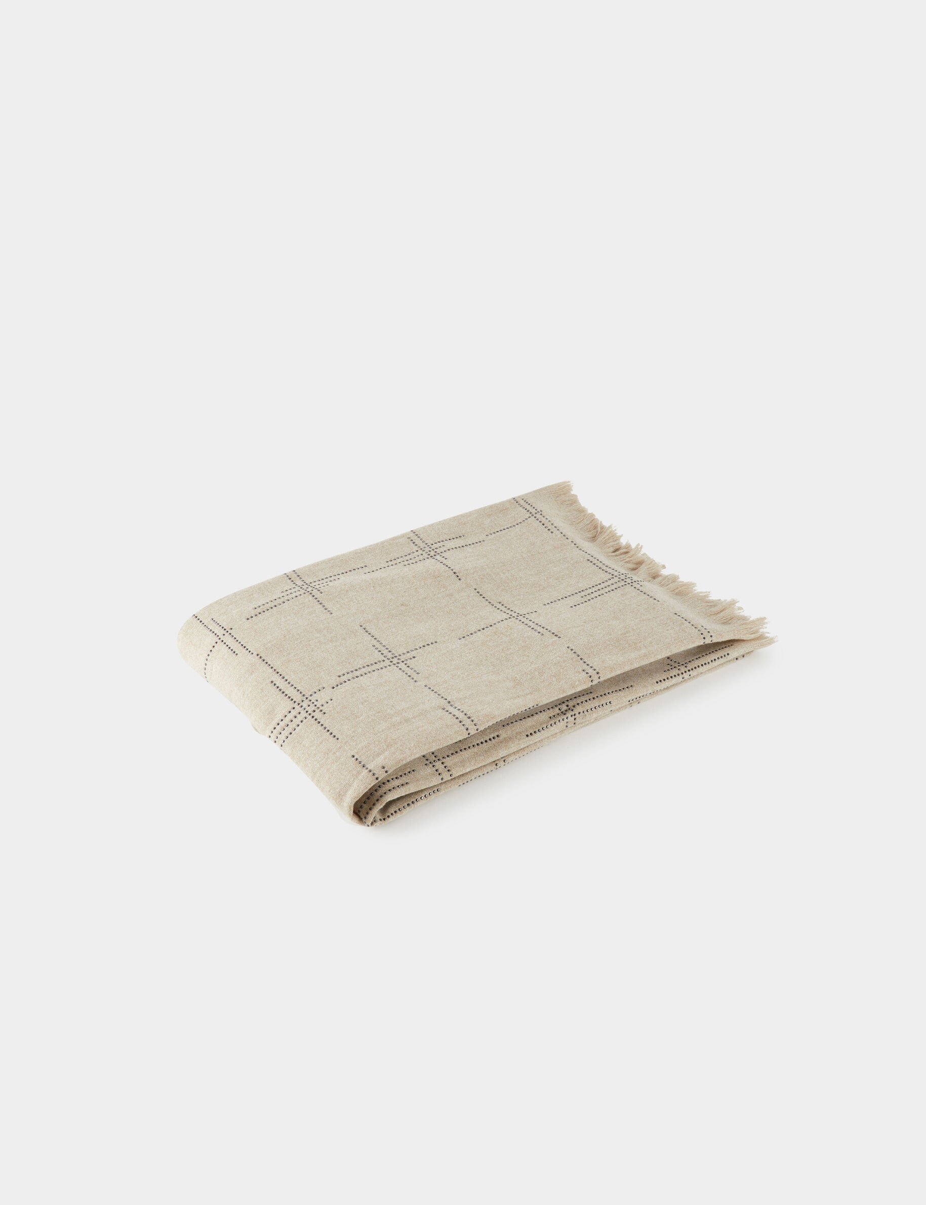 Écharpe avec strass et franges beige femme - beige