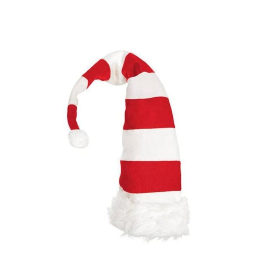 (65x28cm) Weihnachtself Mütze Christmas Weihnachtsmütze - Rot / Weiss