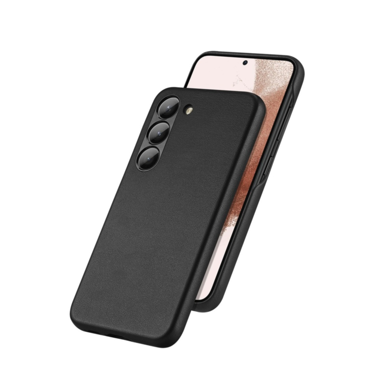 Samsung Galaxy S23 5G Hardcase Leder Optik Hülle Back Case - Schwarz