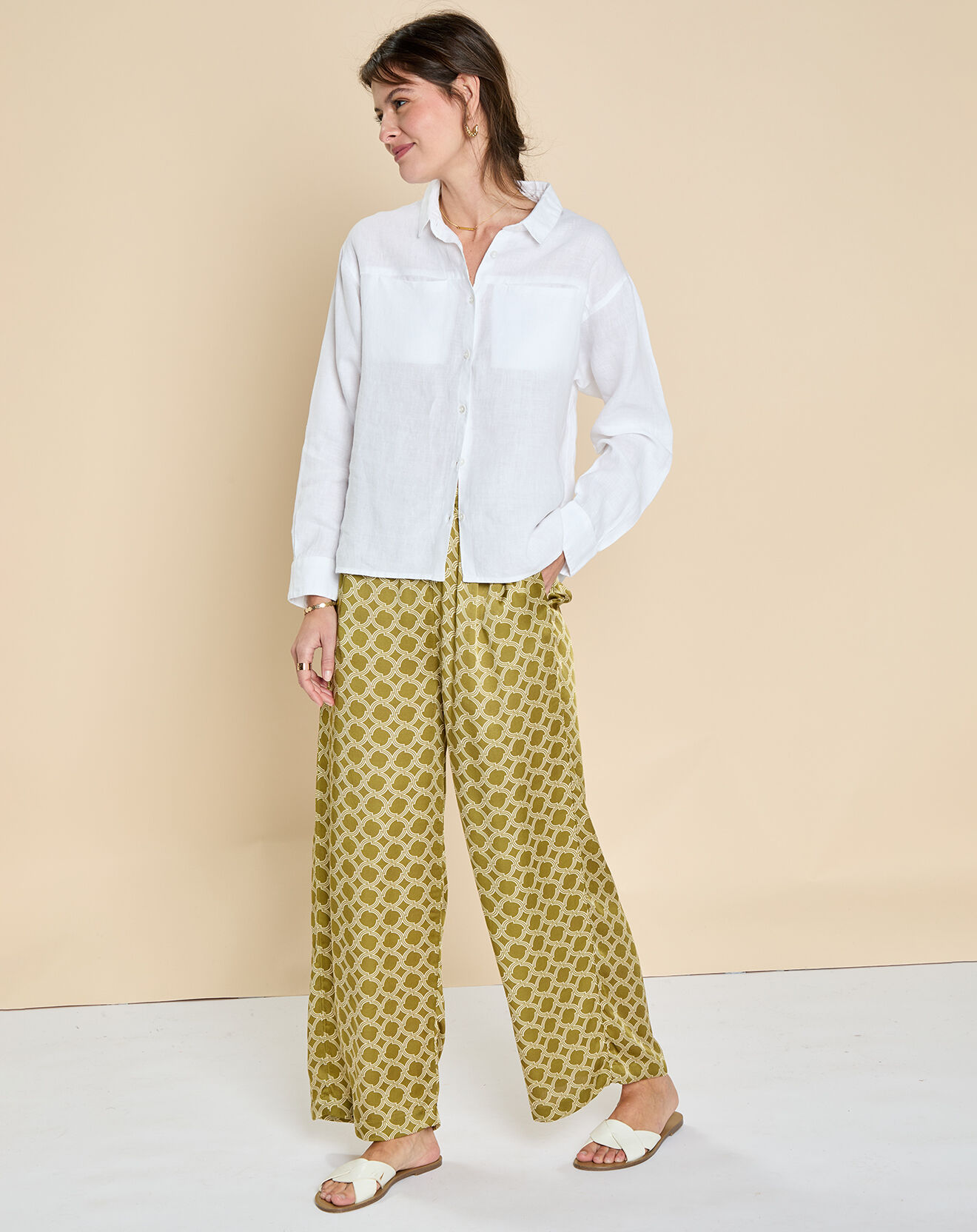 Harris Wilson Chemise 100% Lin Elise blanche