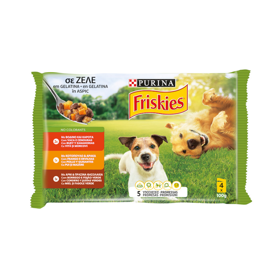 Friskies Adulto Frango e Cordeiro em Sachê de Gelatina para Cães – Pacote