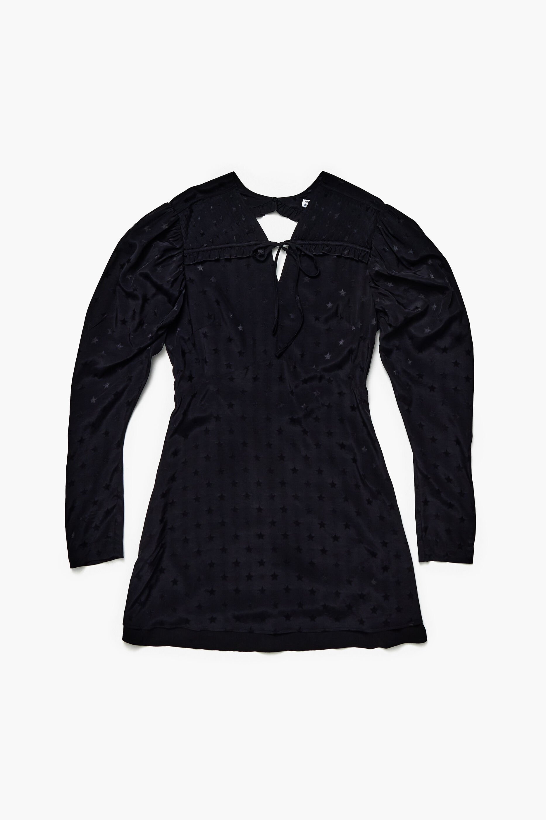 vestido curto e fluido preto jacquard