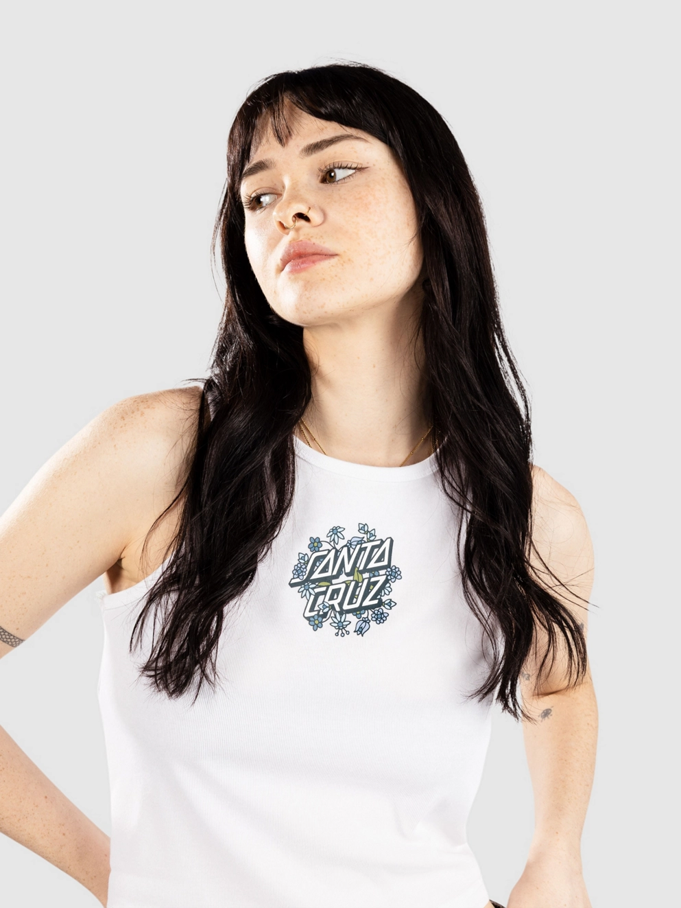 Santa Cruz Sage Floral Dot Tank Top white