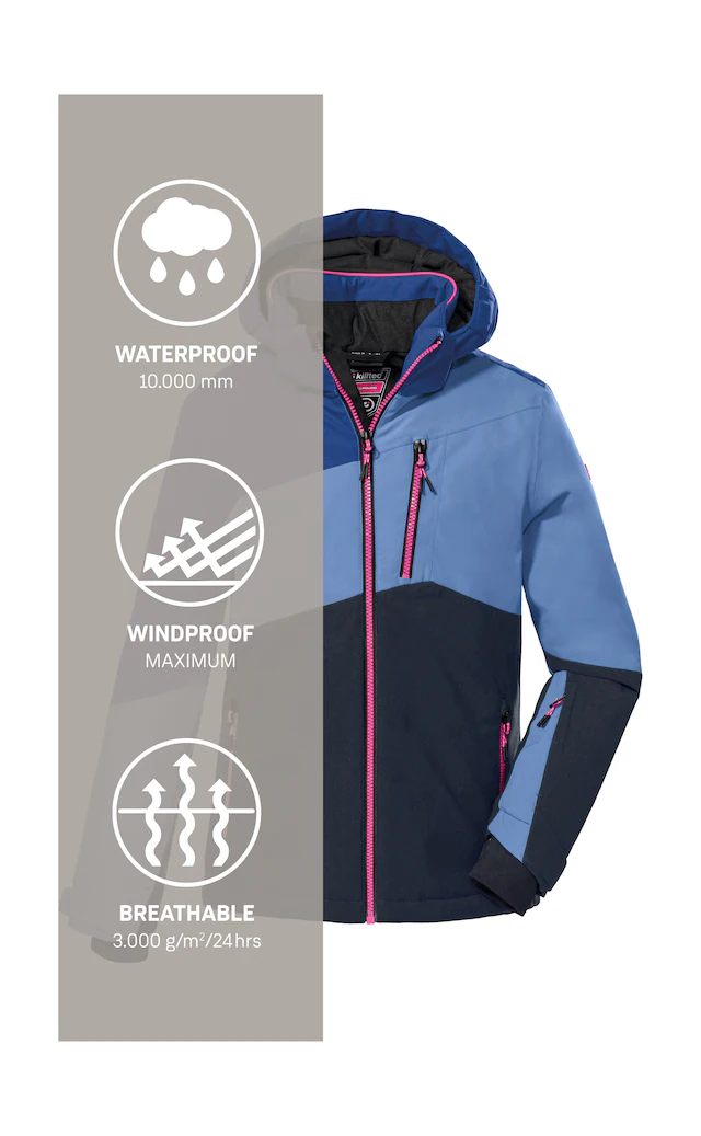 Killtec Skijacke »KSW 166 GRLS SKI JCKT« Atmungsaktive, wasser- und winddichte Skijacke mit abnehmbarer Kapuze