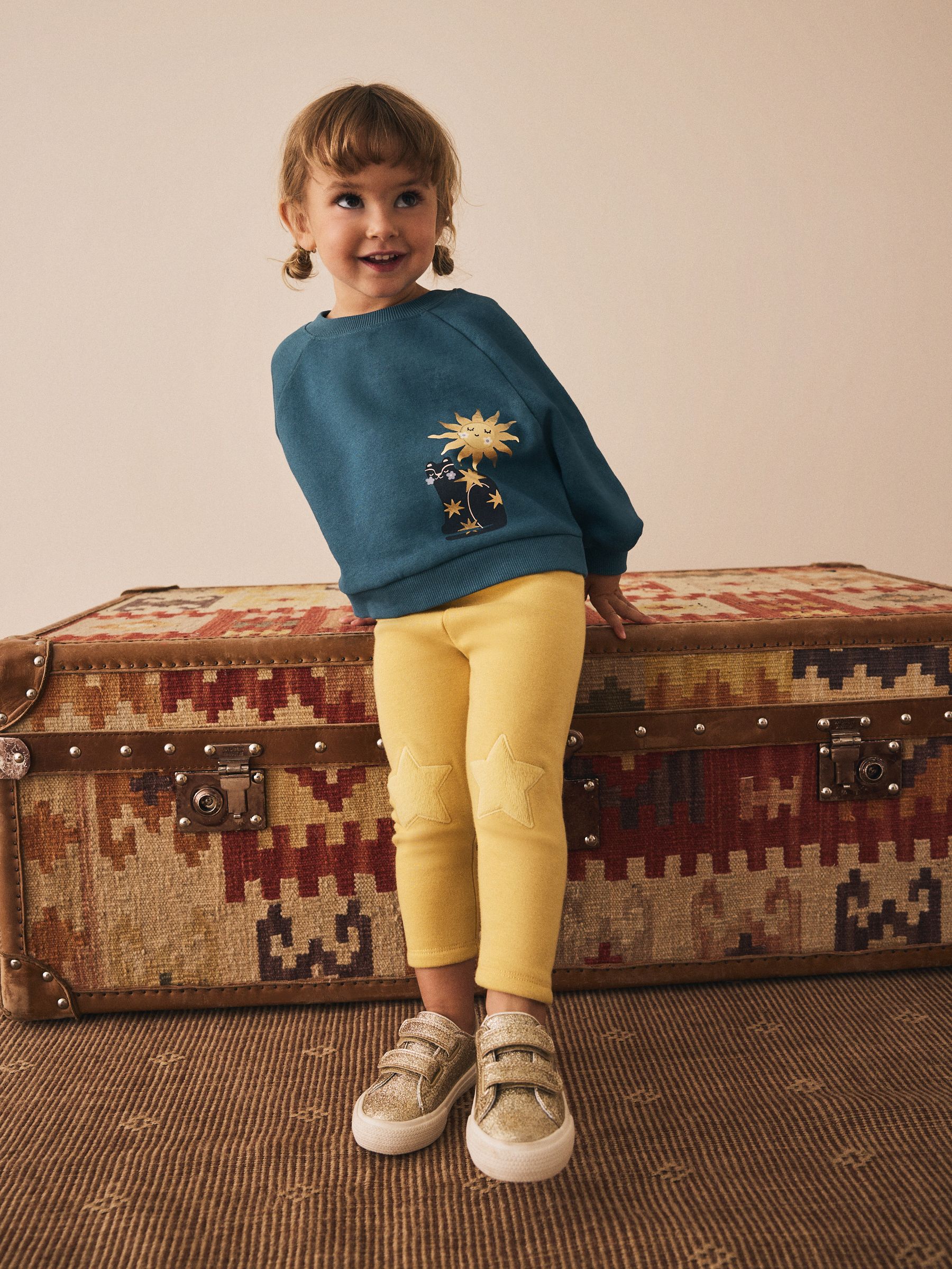 Blauw met hemellichamen - Sweatshirt met ronde hals (3 mnd-7 jr)
