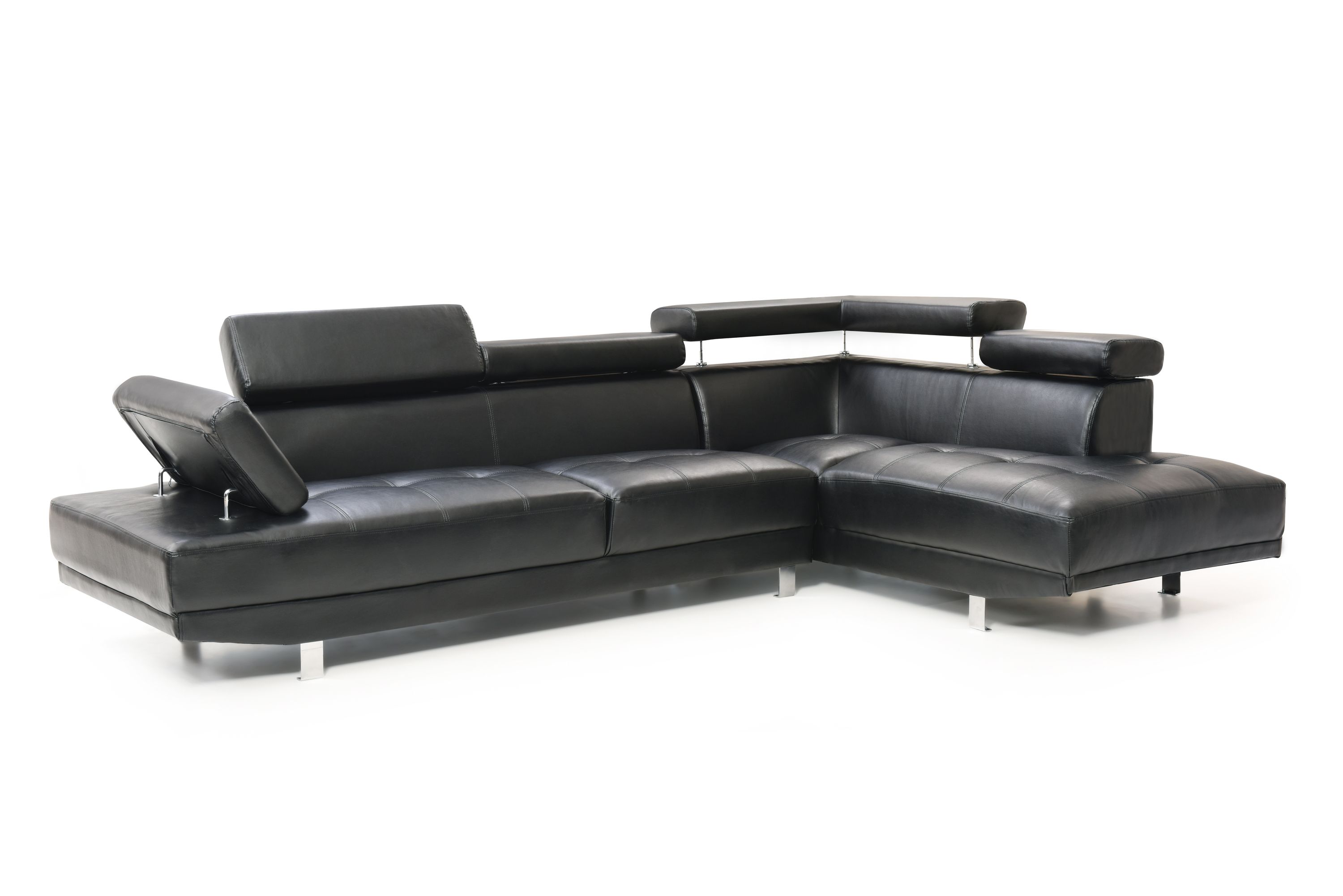Ecksofa Leder PHILIP rechts schwarz