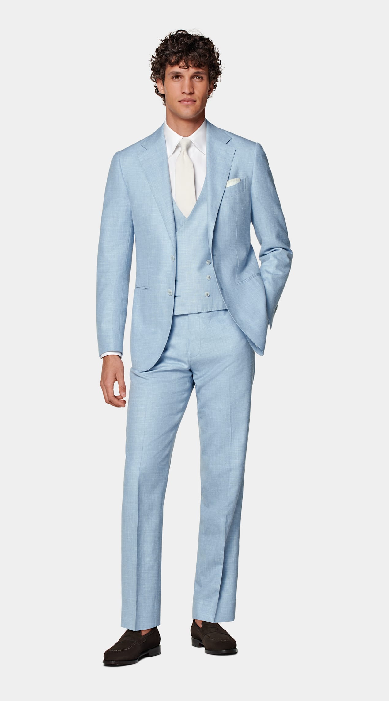 Costume trois pièces Havana coupe Tailored bleu clair