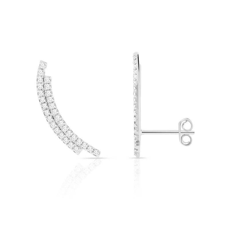 Boucles d'oreilles argent 925 contours zirconias