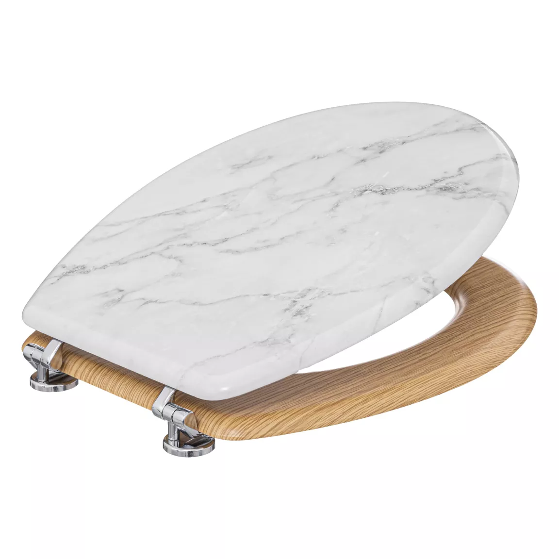 Abattant WC bois effet marbre (L36 cm) Léa Blanc