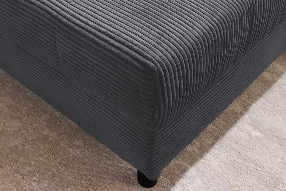 Moderne XXL Wohnlandschaft KENT 305cm anthrazit Cord Bigsofa inkl. Hocker Federkern