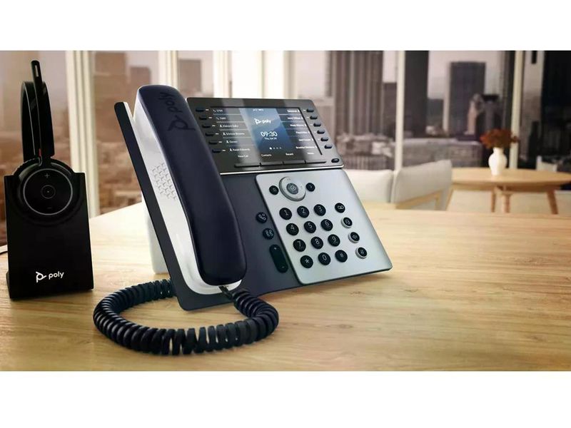 HP Tischtelefon Poly Edge E500 Grau/Schwarz/Weiss Festnetztelefon der Spitzenklasse für Führungskräfte