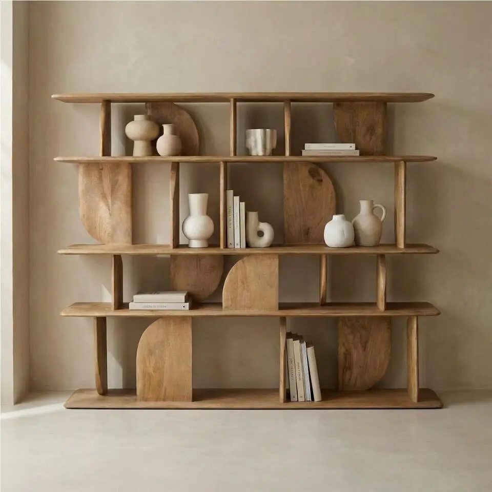 Wandkast Naturel Mangohout - Open - 170x35x140cm - Solis