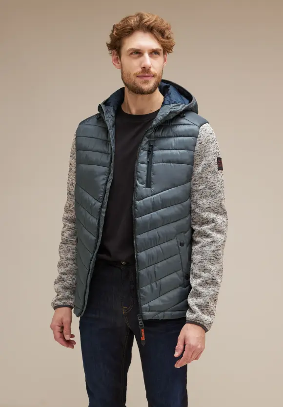 Jacke im Materialmix - slate grey