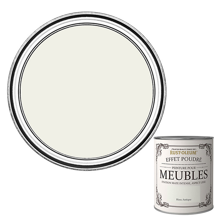 Peinture pour meubles Rust-Oleum blanc antique effet poudré mat intense 125ml