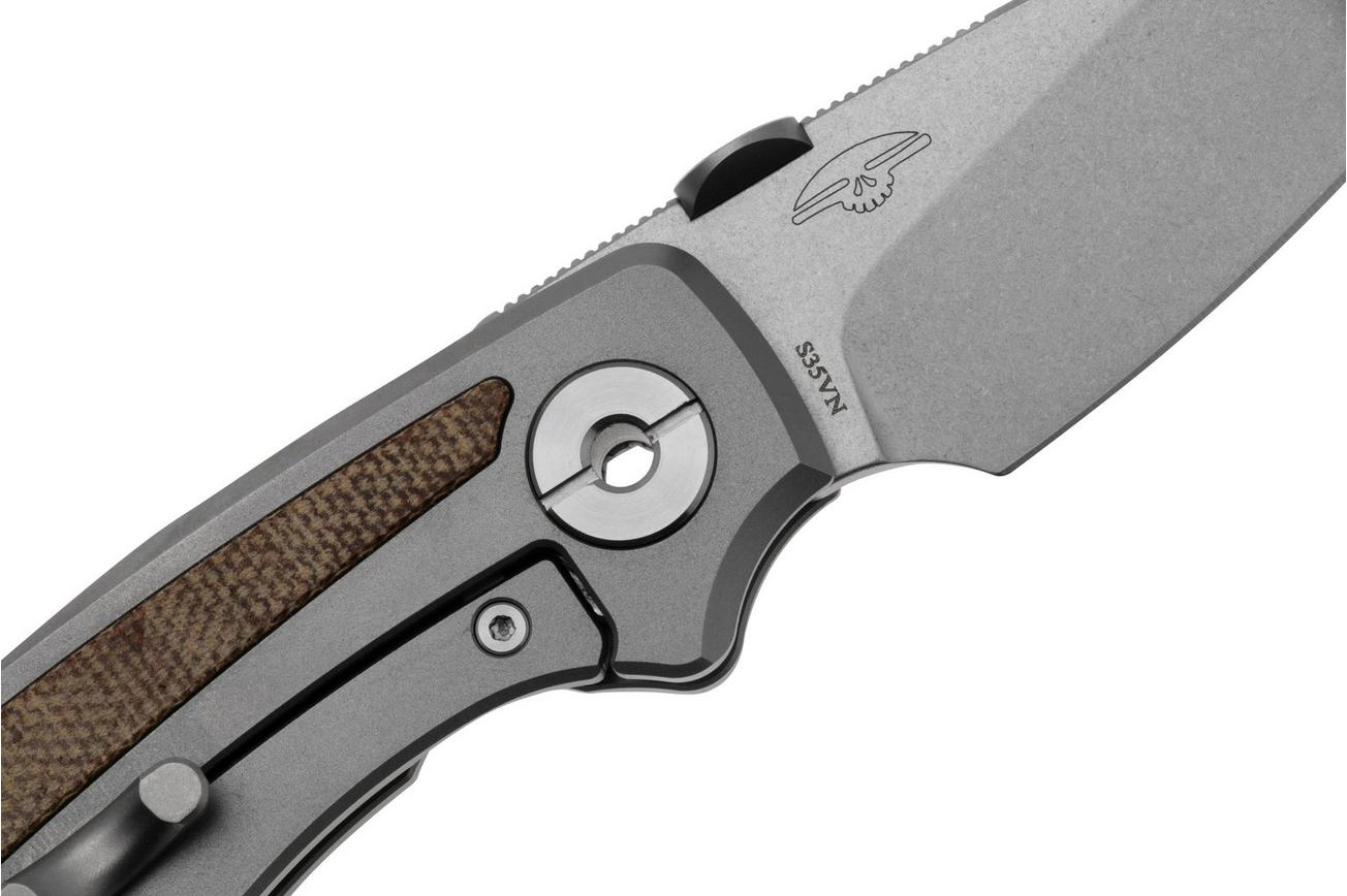 Real Steel Delta 2600, 7101N, Stonewashed S35VN, Titanium Natural Micarta Inlay, zakmes