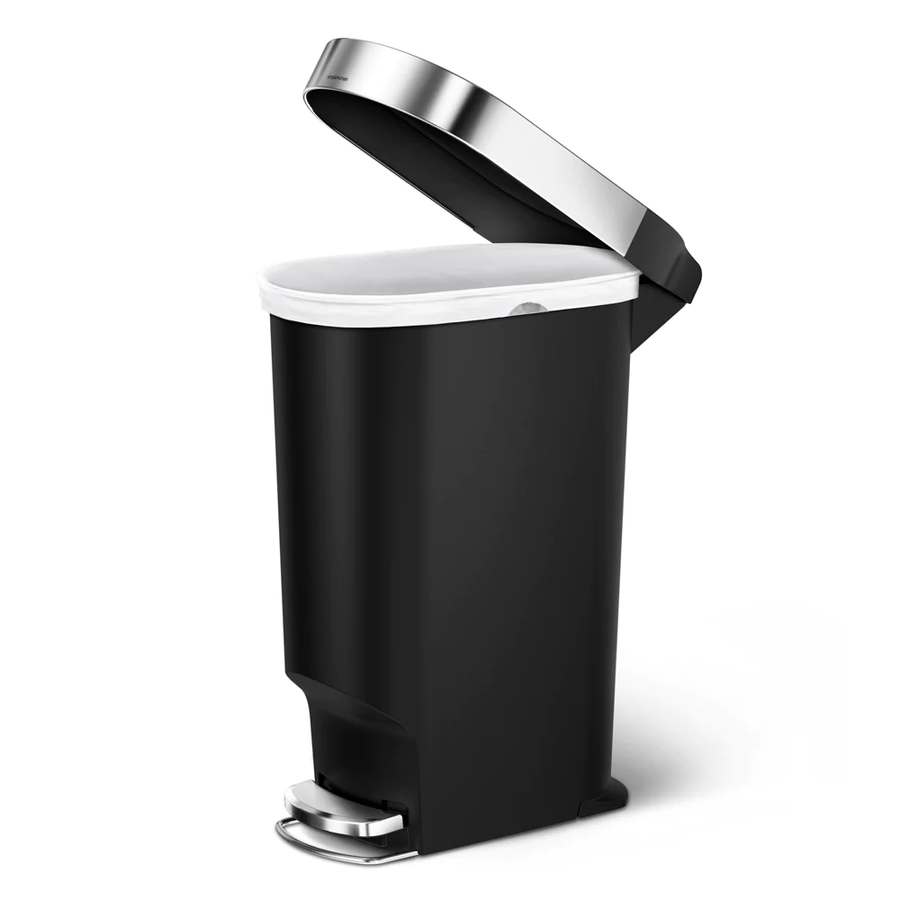 Poubelle Etroite à pédale et rebord 40L code N noire Simplehuman