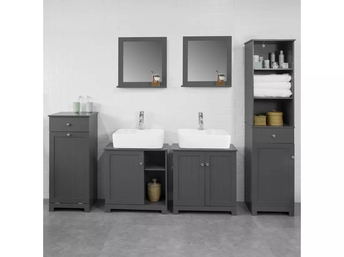 Meuble Sous-lavabo À 2 Étages Et 2 Portes Meuble De Rangement De Salle De Bain, BZr18-dg