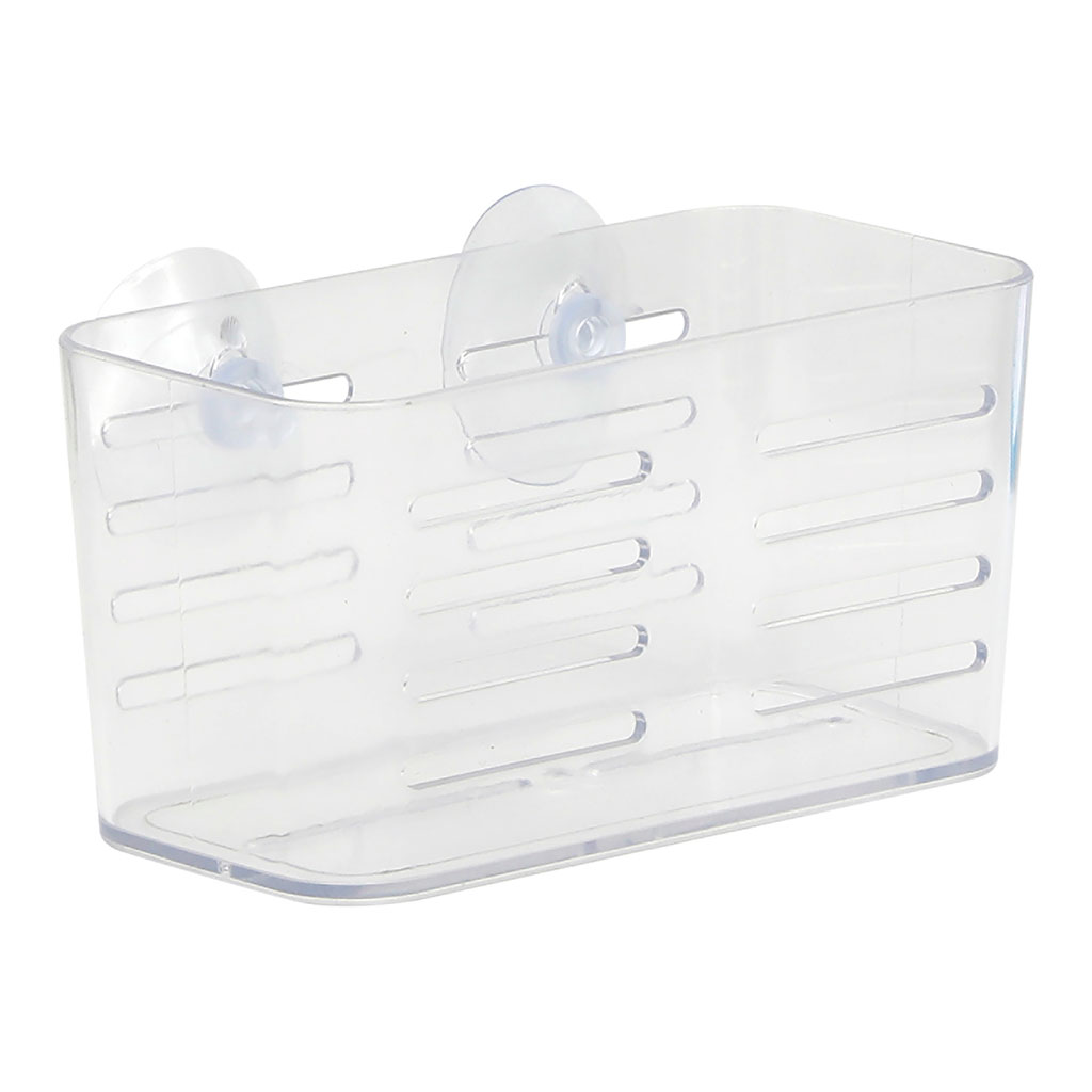 Panier rectangulaire à ventouses transparent 15.8x7.9x8.3cm