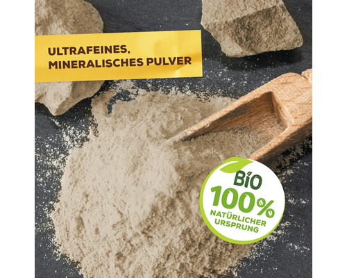 Plantversterkende werking Solabiol Chabasit Barrier 400 g houdt ongedierte op afstand, biedt mechanische bescherming tegen ongedierte en schimmelziekten en beschermt tegen thermische stress.