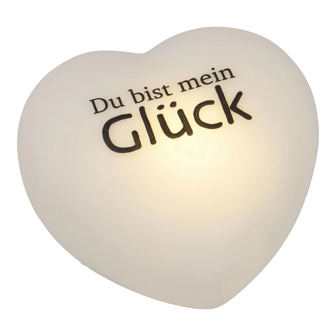 LED-Herz mit Spruch, Mein Glück, weiß