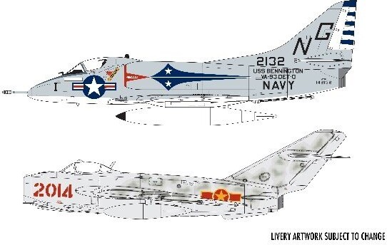 Airfix - Mig-17F Fresco + Douglas A-4B Fly Byggesæt - Dogfight Doubles - 1:72 - A50185