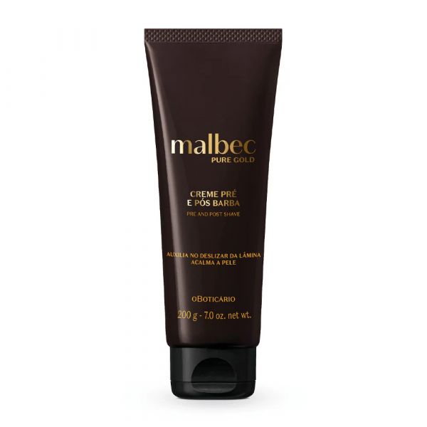 O Boticário Malbec Pure Gold Creme Pré e Pós Barba 200g