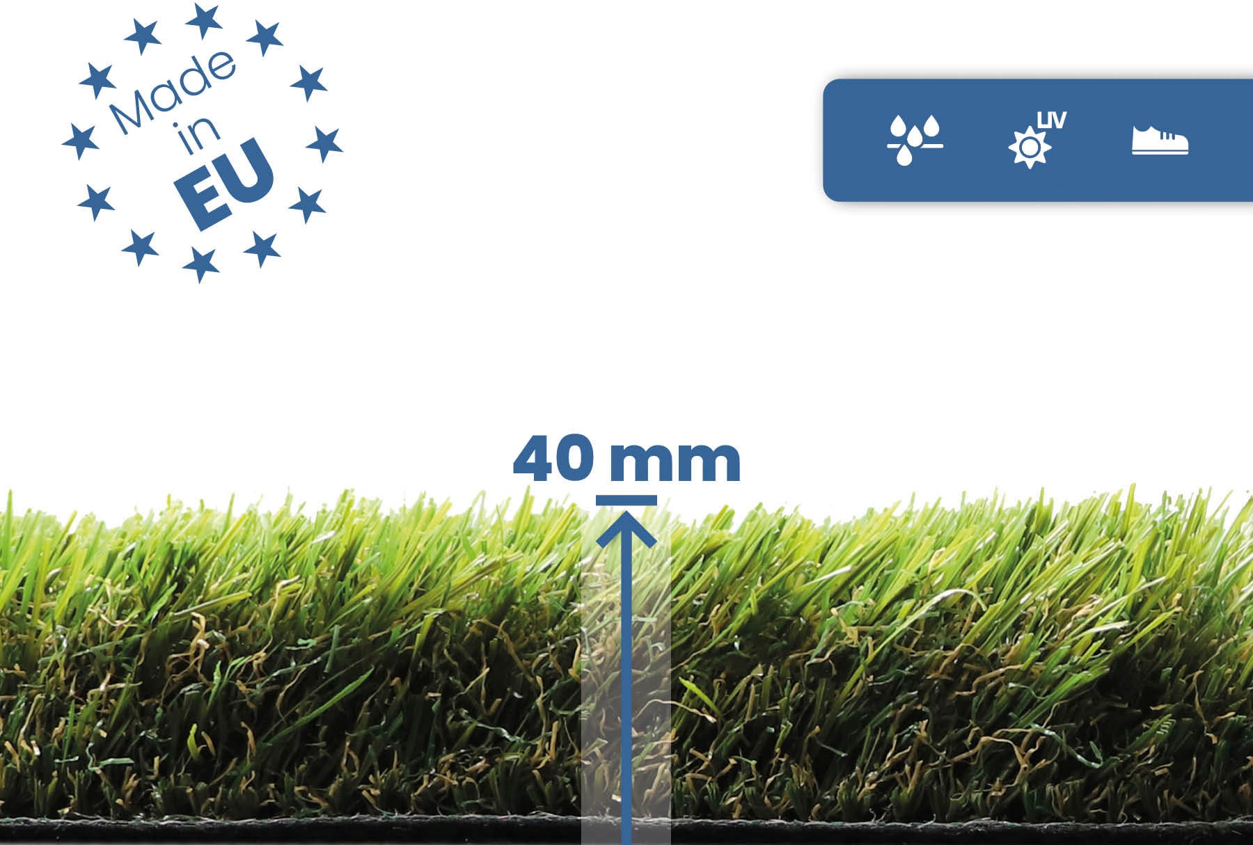 Primaflor-Ideen in Textil Kunstrasen »MIDSOMMAR, Made in Netherlands« rechteckig 40 mm Höhe natürliche Optik, mit Drainagefunktion, ideal für Balkon & Terrasse