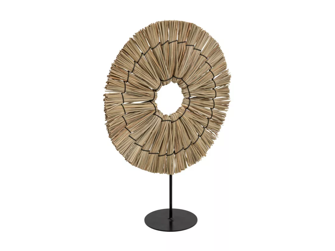 Objet déco Soleil en raphia et métal H 31 cm