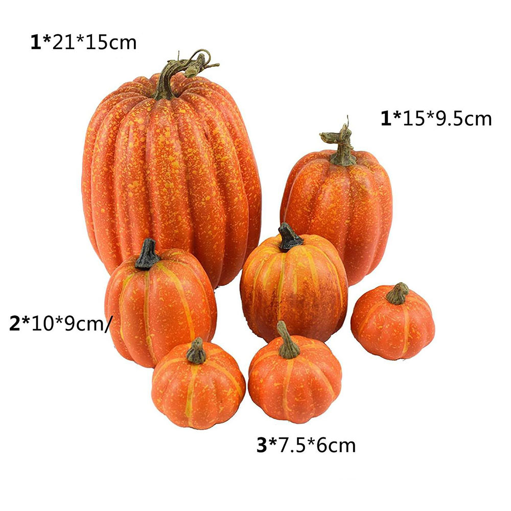 (7er Set) Herbst Dekoration Thanksgiving Schaumstoff Kürbis
