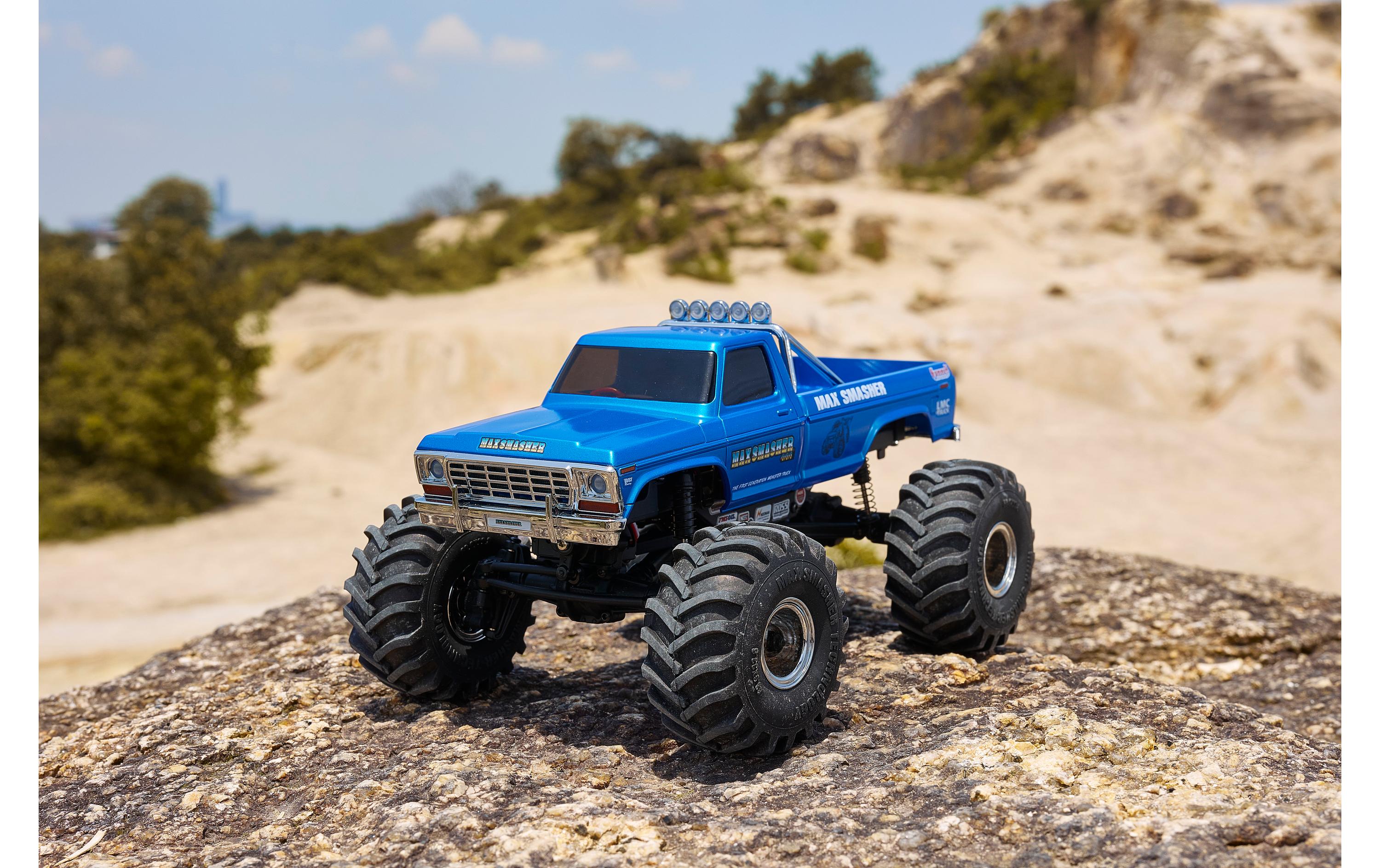 Monster Truck FCX24 Max Smasher 4x4, Blau RTR, 1:24<br>Micro Monstertruck mit 2-Gang Getriebe und Portalachsen