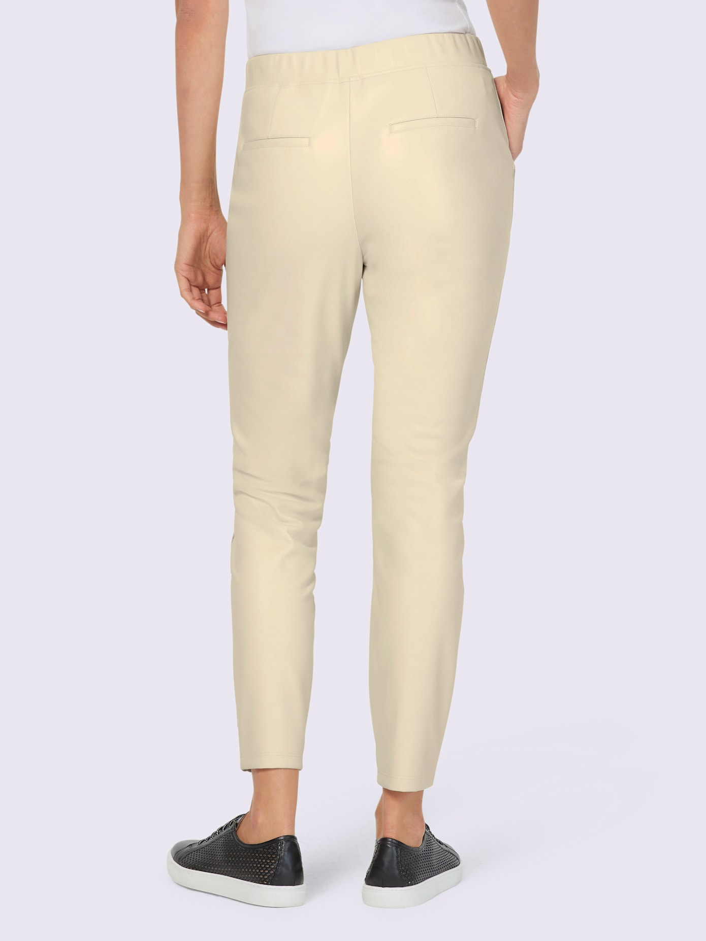 Pantalon en imitation cuir rayures brillantes sur les coutures latérales