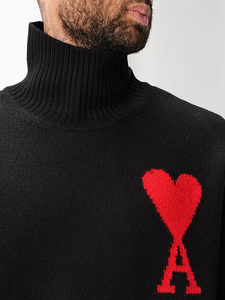 AMI PARIS Rollkragenpullover schwarz