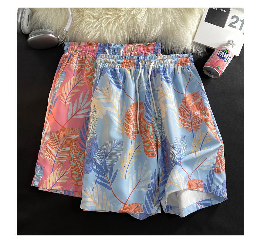 Diphon - Mid-rise shorts met bladprint